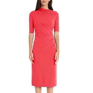 Maggy London Women's Side Pleat Sheath Midi Dress Draped NWT 8